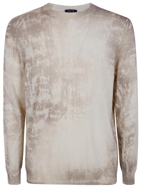 Avant Toi Avant Toi Men "Shelley" Marble Effect Light Cashmere Reversible Roundneck Pullover