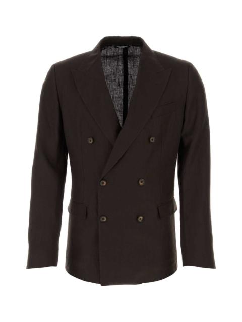 Dolce & Gabbana Dolce & Gabbana Men Chocolate Linen Blazer