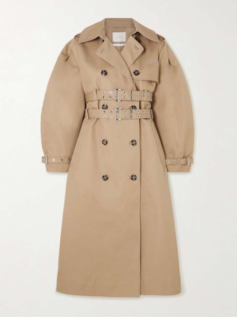 Belted bonded cotton-twill trench coat Brown