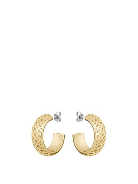 BOSS GOLD-TONE HOOP EARRINGS WITH ENGRAVED MONOGRAMS
