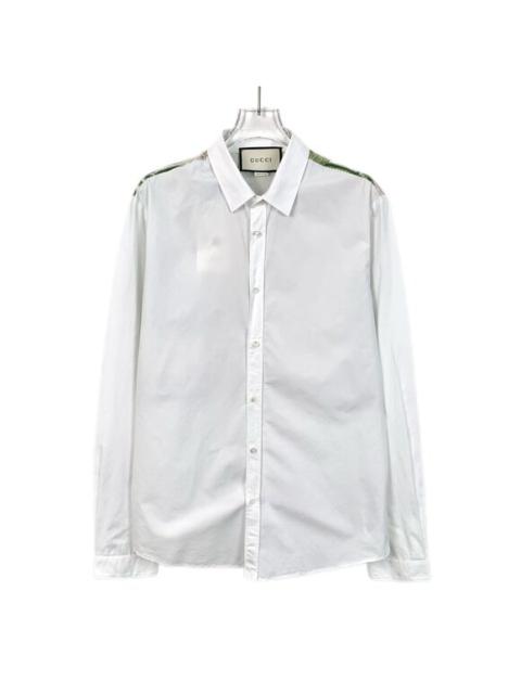 GUCCI Gucci Mens White Button-Up Shirt With Tiger & Floral Back Print