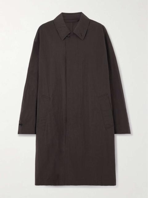 Oversized cotton-blend twill coat Brown