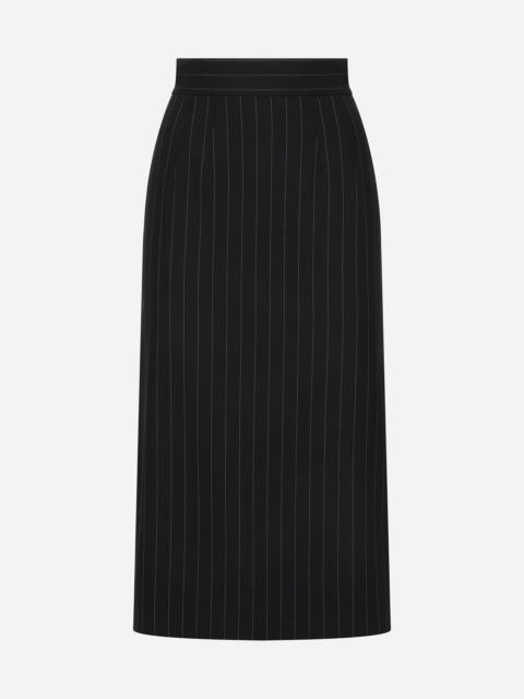 Dolce & Gabbana Pinstripe wool calf-length skirt