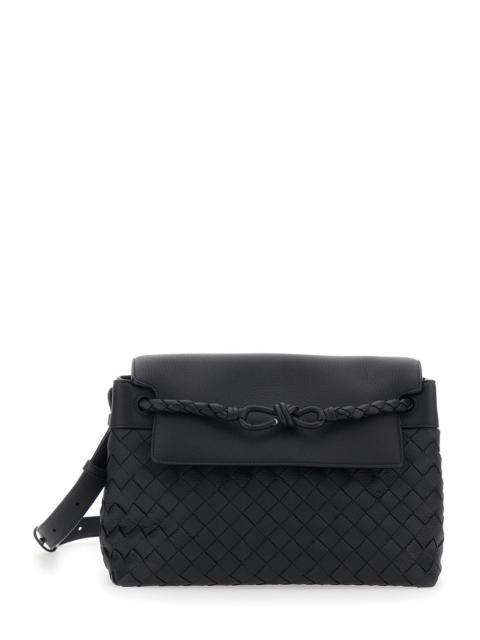 Bottega Veneta Bottega Veneta Men 'Andiamo Black Shoulder Bag With Knot Detail On The Front And Intrecciato Motif I