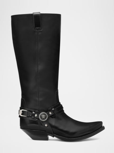 Texano Leather Harness Biker Boots