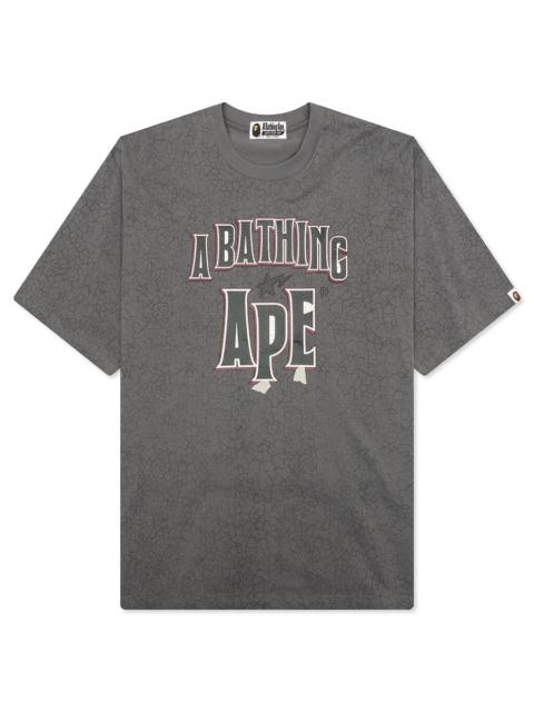 A BATHING APE® CRACK PRINT PATTERN LOGO RELAXED FIT TEE - BLACK
