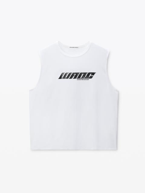 Alexander Wang White Laser-Cut Logo Muscle Shirt
