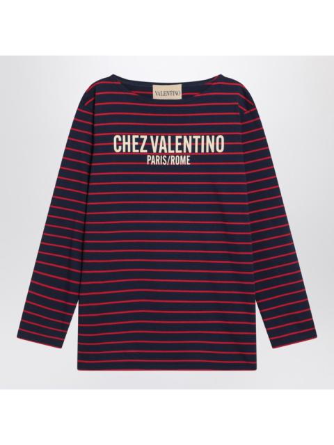 Valentino Blue T-Shirt With Red Stripes By Valentino Women