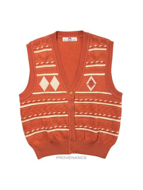 BALENCIAGA Balenciaga BB Logo Wool Sweater Vest - Orange/White L