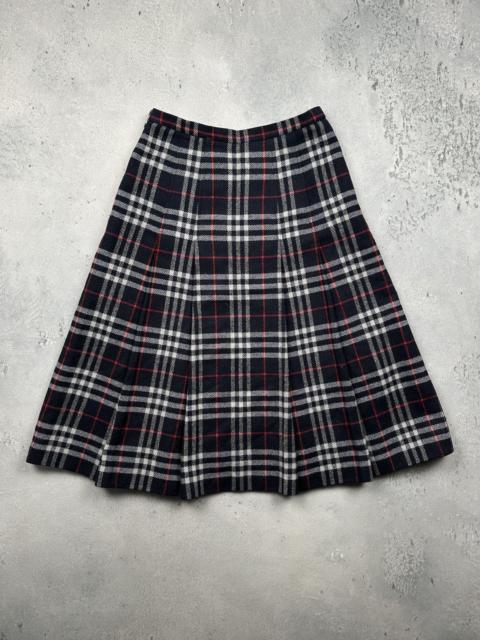 Burberry Vintage Burberrys Nova Check Wool Pleated Skirt UK Heritage