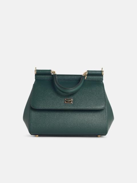 Dolce & Gabbana MEDIUM 'MY SICILY' DARK GREEN LEATHER HANDBAG