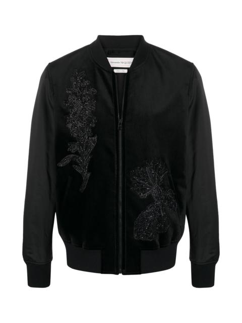 Alexander McQueen SEQUIN-EMBELLISHED FLORAL BOMBER