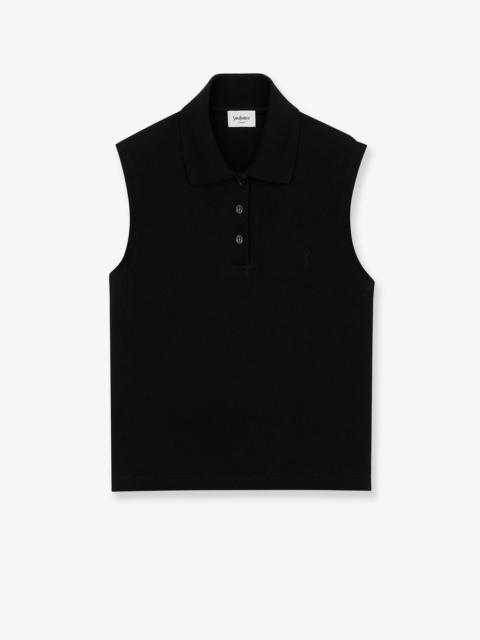 SAINT LAURENT Saint Laurent Cassandre Cotton Polo Shirt Black