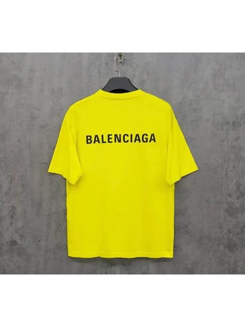 BALENCIAGA Balenciaga Yellow Casual Short-Sleeve T-Shirt with Front and Back Logos