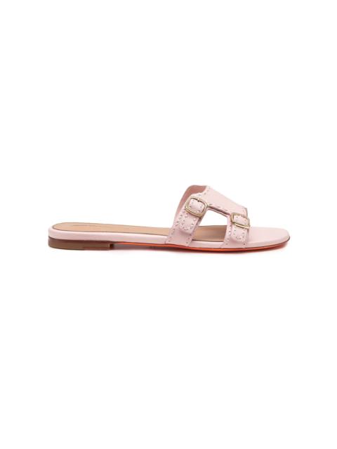 Santoni Women's pink leather Didi slide sandal
