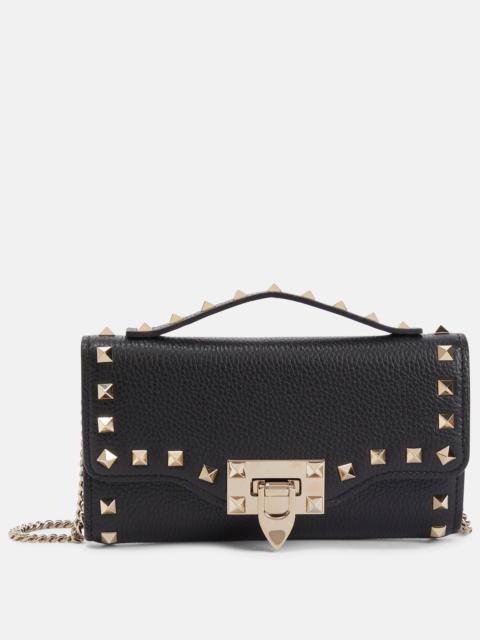 Valentino Rockstud Mini leather wallet on chain
