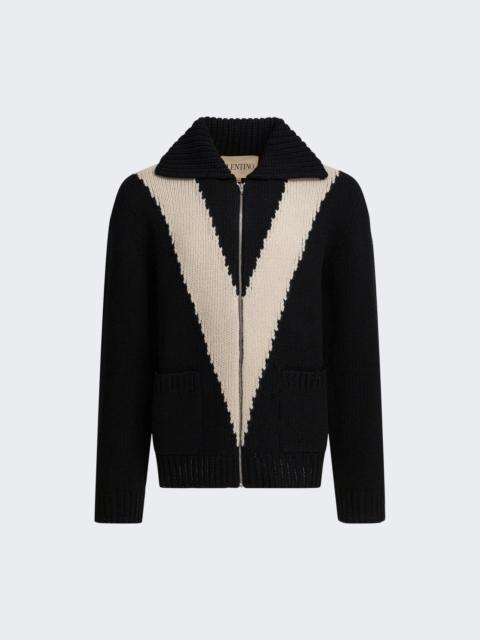 Valentino Regular Knitted Cardigan Nero And Burro