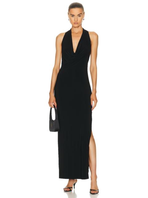 NORMA KAMALI Halter Neeta Side Slit Gown