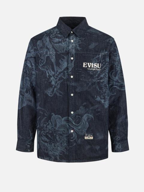 EVISU Hakutaku Laser Printed Relax Fit Denim shirt