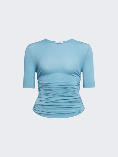 Alaïa Pleated Top Blue Ocean