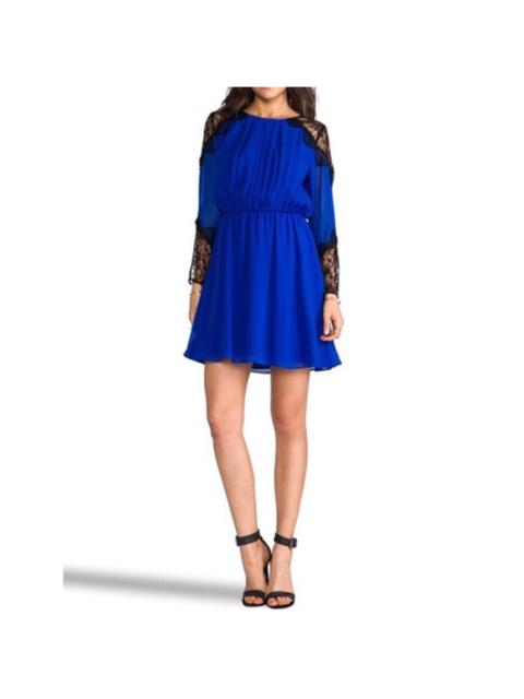 Alice + Olivia Alice + Olivia Blue Silk + Lace Detail Dress