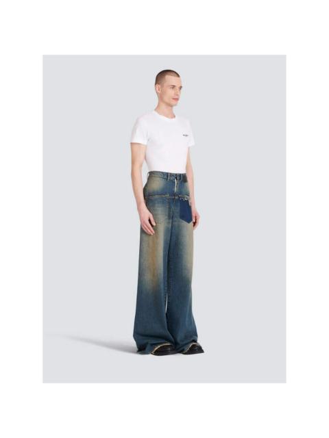 Balmain Balmain Men'S Light Blue Wide-Leg Denim Trousers