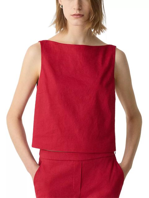 Theory Bateau Neck Linen Cropped Top