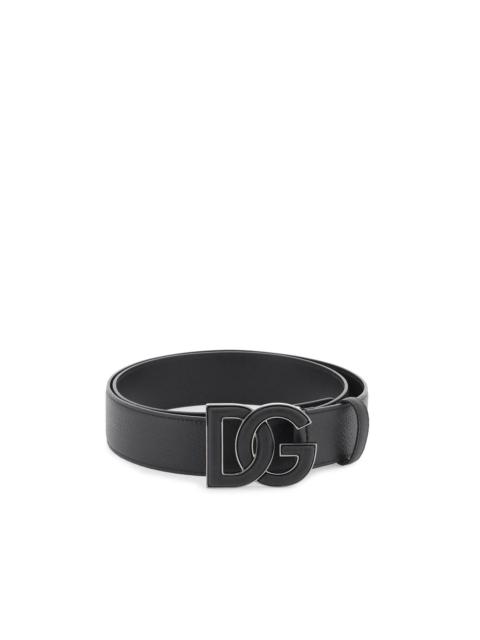 Dolce & Gabbana Leather Belt With Dg Logo Buckle