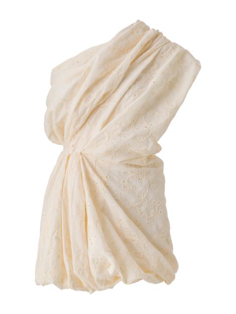 SIEDRÉS Pula Asymmetric Broderie Anglaise Mini Dress off-white