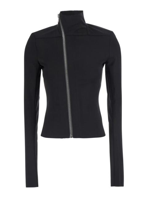 Rick Owens Rick Owens Women 'Gary' Black Crop Jacket With High Collar And Off-Center Zip Closure In Wool Blend 