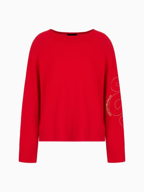 EMPORIO ARMANI VIRGIN-WOOL JUMPER WITH LUNAR NEW YEAR EMBROIDERY
