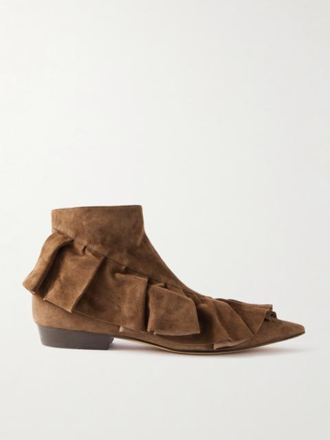 JW Anderson Ruffled Suede Ankle Boots
