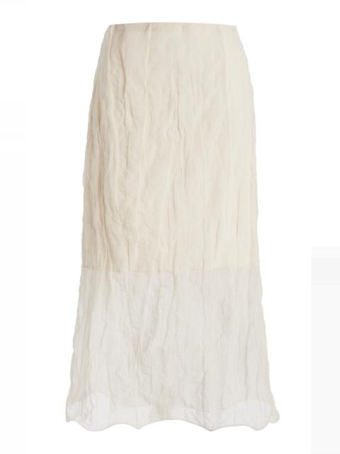 BRANDON MAXWELL The James Low-Rise Metallic Organza Midi Skirt off-white