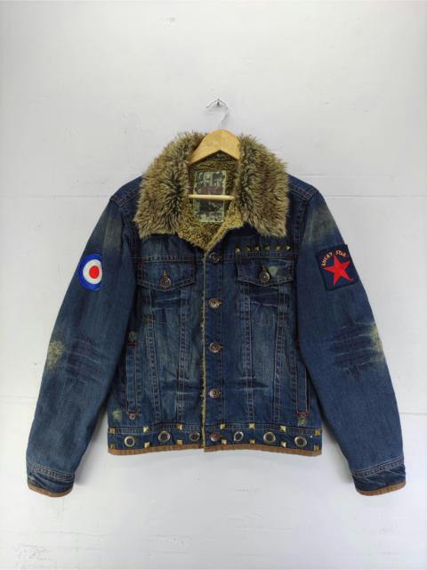 Other Designers Japanese Brand - Vintage Denim Jacket Distress Lining Fleece