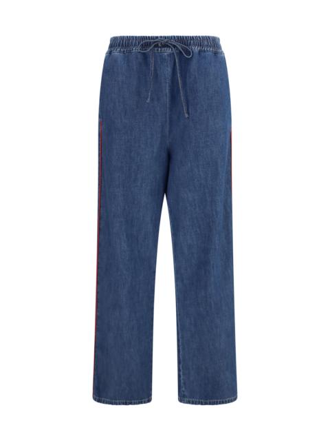 Valentino Valentino Lightweight Wide-leg Denim Pants Dark Blue