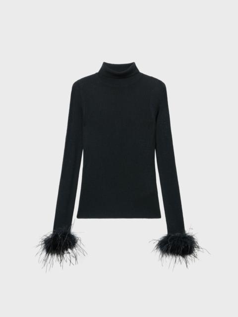 Blumarine RIBBED WOOL SWEATER WITH FEATHERS