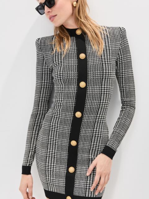 Balmain Prince of Wales Knit Long Sleeve Dress