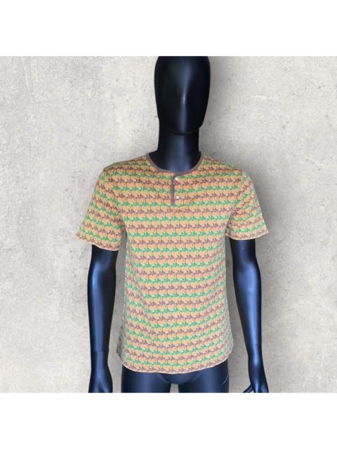 NUMBER (N)INE 2003 Hearts Jacquard Henley neck T Shirt