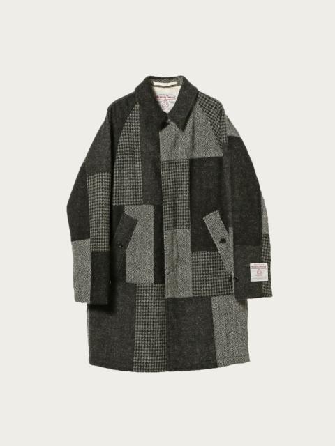 Harris Tweed Patchwork Balmacaan - Black/Grey