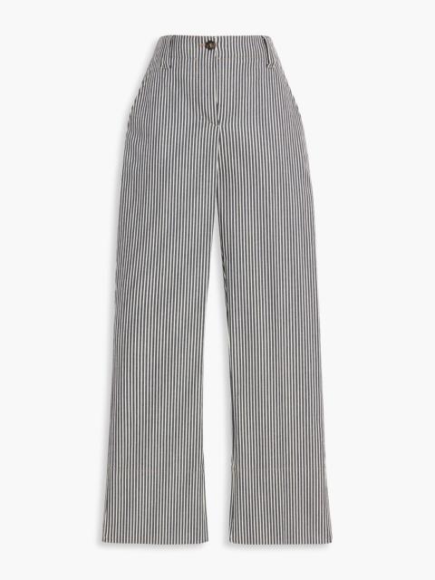 Brunello Cucinelli Striped cotton-blend twill straight-leg pants