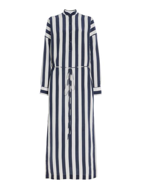 BONDI BORN® Orta Striped Silk Crepe de Chine Maxi Shirt Dress stripe