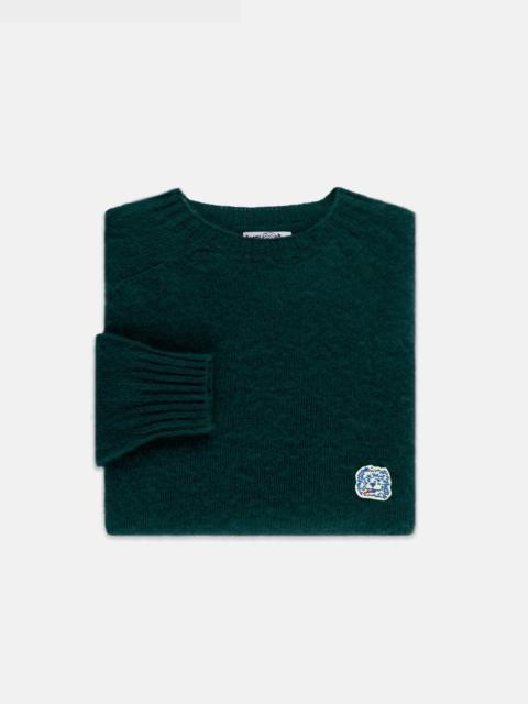 J. PRESS MADE-IN-SCOTLAND FOREST GREEN SHAGGY DOG ICON SWEATER  - TRIM FIT