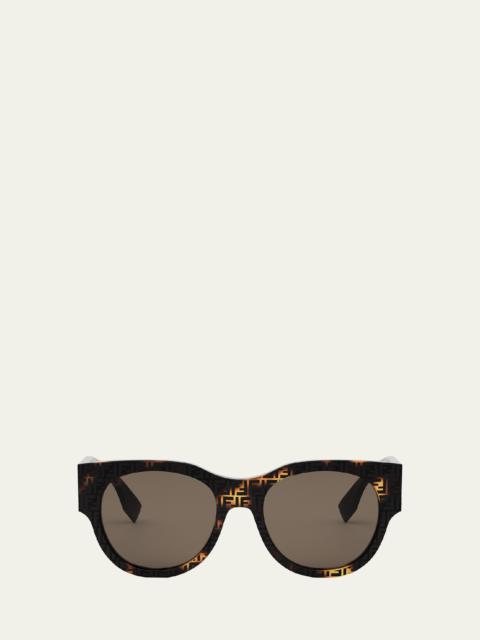 Baguette Logo Round Acetate Sunglasses