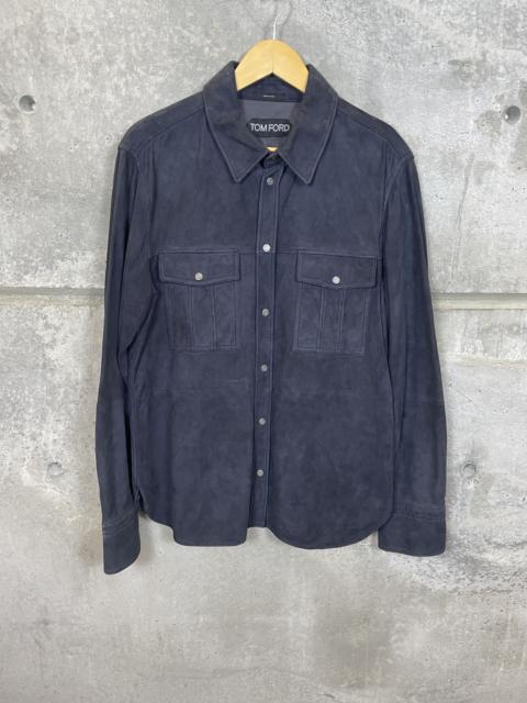 TOM FORD $6290 Tom Ford Navy Blue Suede snap western Jacket