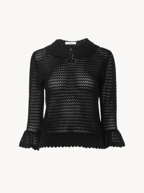 Chloé ELBOW-SLEEVE COLLAR SWEATER IN A WOOL KNIT