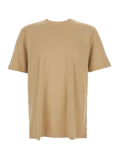 Diesel Diesel Men 'T-Adjust-Met' Beige T-Shirt With Logo Lettering On The Front In Cotton Man