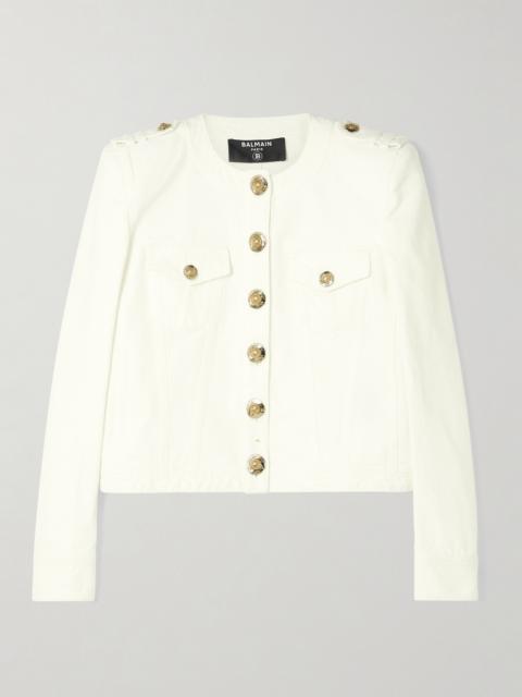 Balmain Cropped Button-embellished Cotton-canvas Jacket