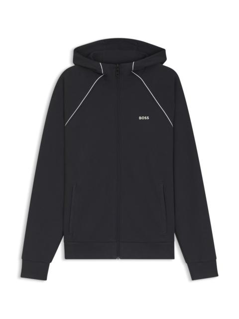 BOSS PIPING-DETAIL ZIP-UP HOODIE IN A COTTON BLEND