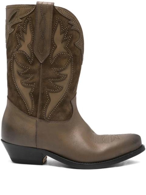 Golden Goose Wish Star Low Inlaid Embroidery Boot in Kaki