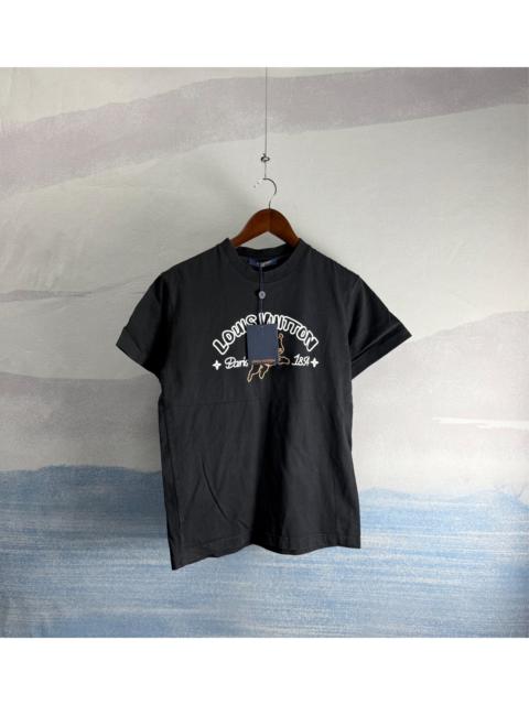 Louis Vuitton Louis Vuitton x Pharrell Black Short-Sleeve T-Shirt with Flying Puppy Embroidery